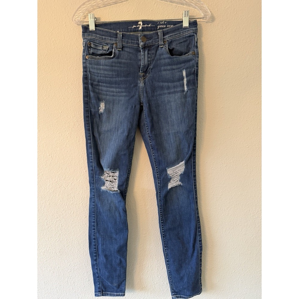 7 For All Mankind Women's‎ Jeans Gwenevere Skinny Ankle Distressed Jeans Size 26
